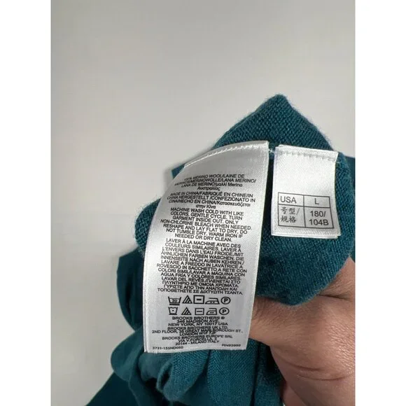 Brooks Brothers Men L Teal Blue Extra Fine Merino Wool V-Neck Sweater - Picture 4 of 8